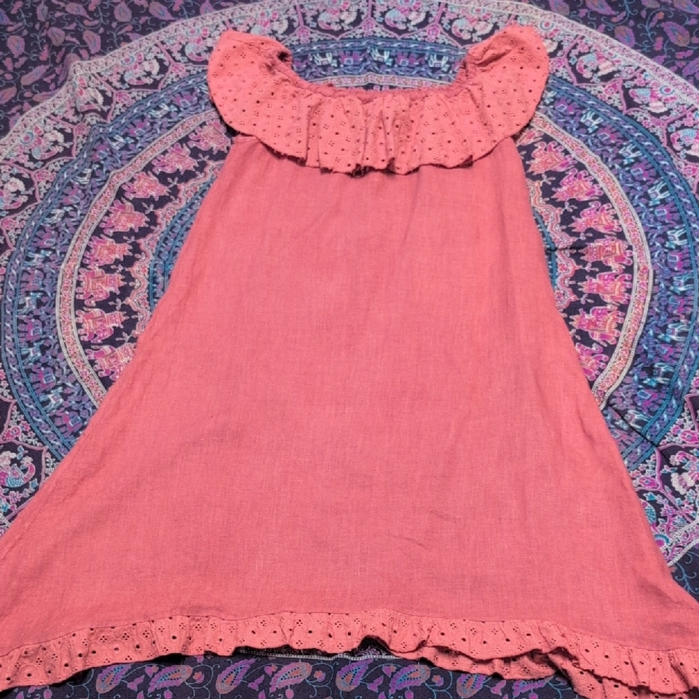 MARINA Gigli Ruffle Linen Dress. - Picture 5 of 8